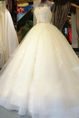 Organza Perlenbesetztes Duchesse-Linie Brautkleid mit Reißverschluss mit Applike