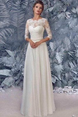 A Linie gekerbter Ausschnitt Elegantes Brautkleid mit Knöpfen mit Applike