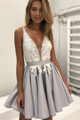 A Linie Attraktiv Natürliche Taile Mini Cocktailkleid aus Satin