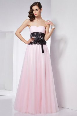 Satin Ärmelloses Anständiges Abendkleid mit Bordüre mit Empire Taille