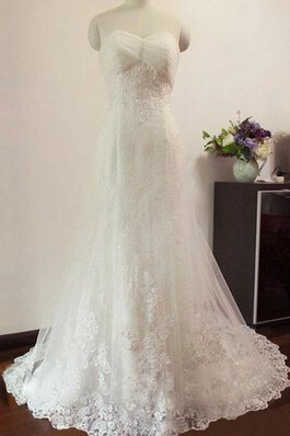 Spitze Meerjungfrau Bodenlanges Brautkleid aus Tüll mit Bordüre