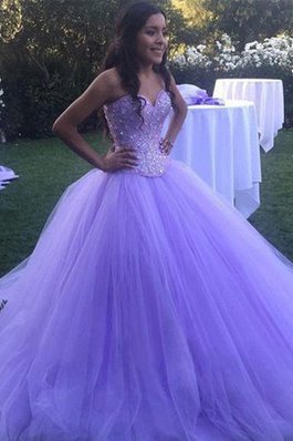 Natürliche Taile Perlenbesetztes Duchesse-Linie Hübsch Ballkleid aus Tüll