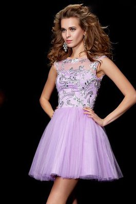 A-Linie Bateau Prinzessin Satin Kurzes Abiballkleid