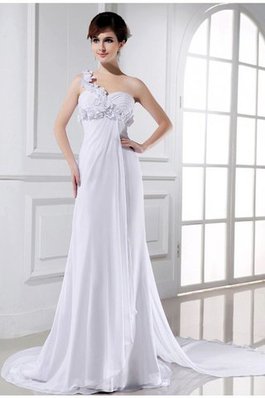 Empire Taille Gericht Schleppe Chiffon Reißverschluss Perlenbesetztes Brautkleid