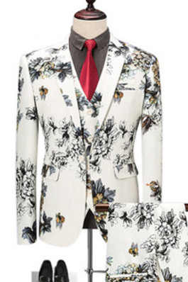 Print Anzug Weste Casual Boutique Blazer Hosen Floral Mode Männer