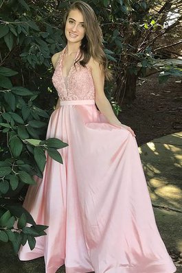 Prinzessin Ärmelloses Satin Normale Taille Abendkleid mit Bordüre