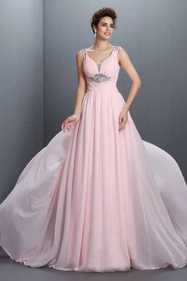 Normale Taille Ärmelloses Chiffon Anständiges Ballkleid mit Perlen