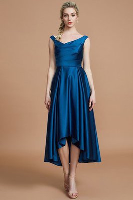 Ärmellos Asymmetrisch Satin Prinzessin A-Line Brautjungfernkleid