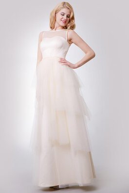A-Line Reißverschluss Luxus Schlichtes Brautjungfernkleid mit bootsförmiger Ausschnitt