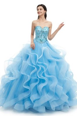 Aufregend Satin Romantisches Quinceanera Kleid mit Rücken Schnürung mit Rüschen