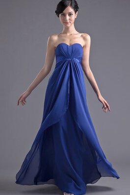 Satin Herz-Ausschnitt Ärmellos Chiffon Abendkleid