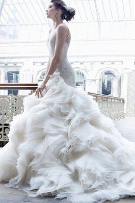 Organza Elegantes Modisches Romantisches Brautkleid mit mehrschichtigen Rüsche