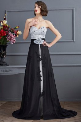 Prinzessin Satin Sittsames Abendkleid mit Herz-Ausschnitt mit Empire Taille