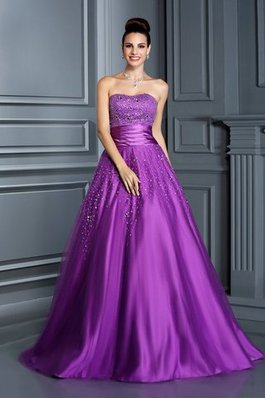 Satin Empire Taille Bodenlanges Sittsames Quinceanera Kleid mit Rücken Schnürung