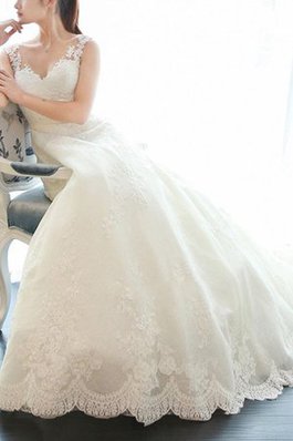 Durchsichtige Rücken Spannend Festliches Elegantes Brautkleid mit Applike