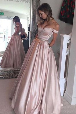 Natürliche Taile A-Line Ärmelloses Prinzessin Abendkleid aus Satin