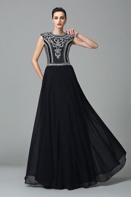 A Linie Natürliche Taile Bodenlanges Ballkleid mit kurzen Ärmeln aus Chiffon