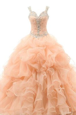 Chiffon Duchesse-Linie Schlüsselloch Rücken Organza Quinceanera Kleid mit Bordüre