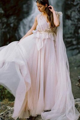 Geschichtes A-Linie Bodenlanges Romantisches Extravagantes Brautjungfernkleid
