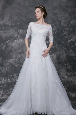 A-Line Tüll Elegantes Schlichtes Brautkleid mit Perlen