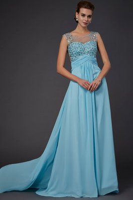 Prinzessin A-Line Schaufel-Ausschnitt Perlenbesetztes Sweep Zug Abendkleid