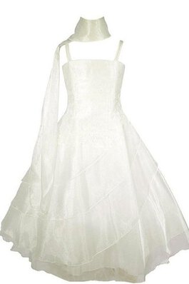 Ärmelloses Organza Natürliche Taile Spaghetti Träger Reißverschluss Blumenmädchenkleid