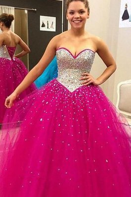 A-Linie Satin Herz-Ausschnitt Tüll Quinceanera Kleid mit Bordüre