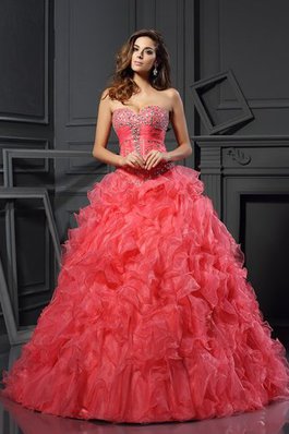 Herz-Ausschnitt Duchesse-Linie Organza Bodenlanges Quinceanera Kleid mit Rüschen