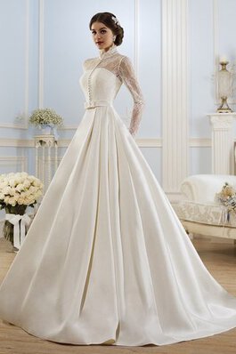 Hoher Kragen Duchesse-Linie A Linie Luxus Brautkleid mit Schmetterlingsknoten