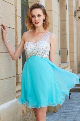 A-Linie Ärmelloses Ein Schulter Chiffon Ballkleid mit Empire Taille