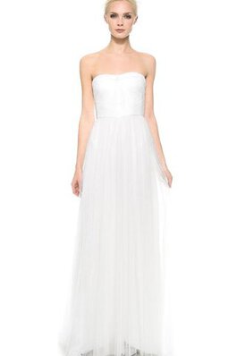 Strand Natürliche Taile Reißverschluss Schlichtes Brautkleid aus Organza