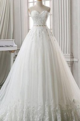 Organza Empire Taille Spitze Brautkleid mit Applike mit Rücken Schnürung