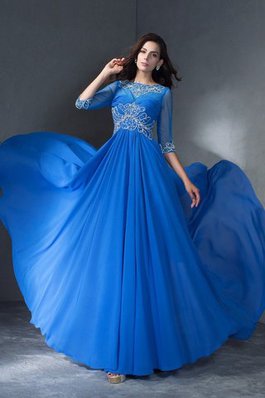 Halbe Ärmeln A-Line Schaufel-Ausschnitt Chiffon Empire Taille Abendkleid