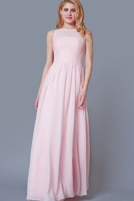 Chiffon A-Line plissiertes Brautjungfernkleid mit Schaufel Ausschnitt mit Applikation