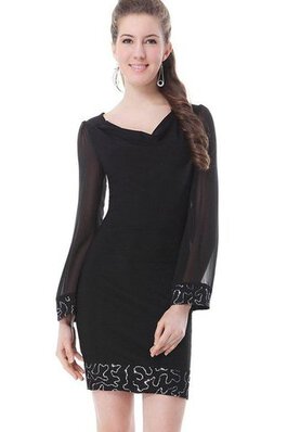 Reißverschluss Normale Taille V-Ausschnitt Mini Cocktailkleid aus Chiffon