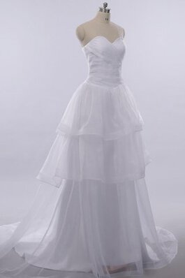 Ärmelloses A-Linie Geschichtes Herz-Ausschnitt Brautkleid mit Bordüre