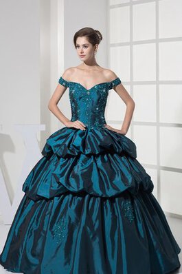 Duchesse-Linie Pick Up Spaghetti Träger Quinceanera Kleid mit Applike mit Rücken Schnürung