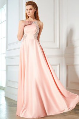 Rückenfreies Prinzessin Natürliche Taile Satin Ärmelloses Ballkleid