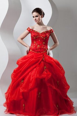 Gesticktes Pick Up Duchesse-Linie Quinceanera Kleid mit Perlen mit Schulterfreier Ausschnitt