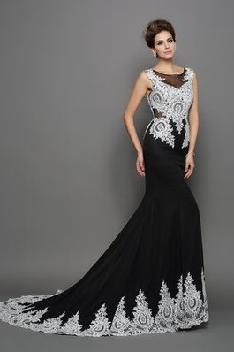 Chiffon Empire Taille Ärmellos Sittsames Abendkleid mit Bordüre