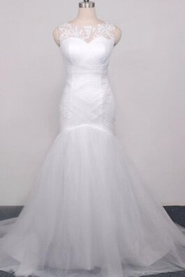 Tüll Meerjungfrau Stil Organza Brautkleid aus Spitze mit gekappten Ärmeln