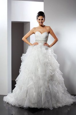 Ärmellos Reißverschluss Duchesse-Linie Kapelle Schleppe Brautkleid aus Organza