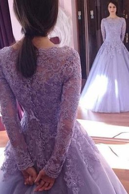 Hinreißend Tüll Bodenlanges Ballkleid mit Natürlicher Taille mit Juwel Ausschnitt