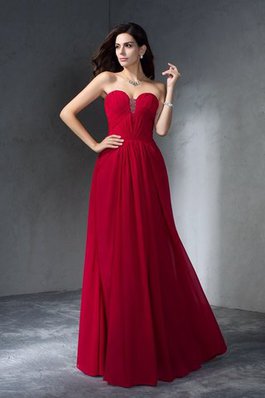 Plissiertes Reißverschluss Chiffon Bodenlanges Ballkleid ohne Ärmeln