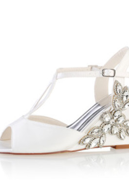 Frühling Modern Tatsächliche Absatzhöhe 3.15 Zoll (8cm) Keilabsatz Brautschuhe