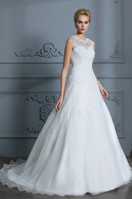 Zart Normale Taille Romantisches Bodenlanges Brautkleid mit Perlen