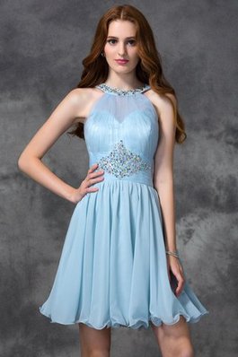 Prinzessin Ärmelloses Normale Taille Schaufel-Ausschnitt Cocktailkleid aus Chiffon