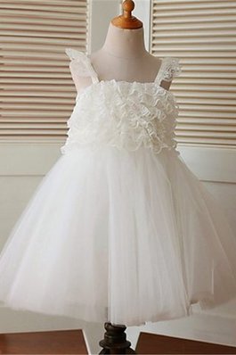 Prinzessin Ärmelloses Normale Taille Organza Blumenmädchenkleid mit Rüschen