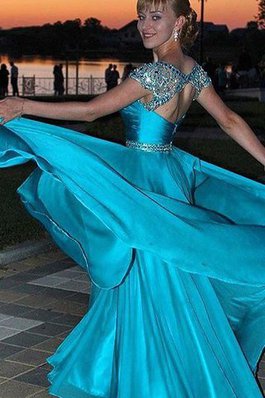 Natürliche Taile Prinzessin Chiffon Perlenbesetztes A-Line Abendkleid