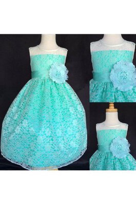 Duchesse-Linie Juwel Ausschnitt Blumenmädchenkleid mit Bordüre mit Rüschen